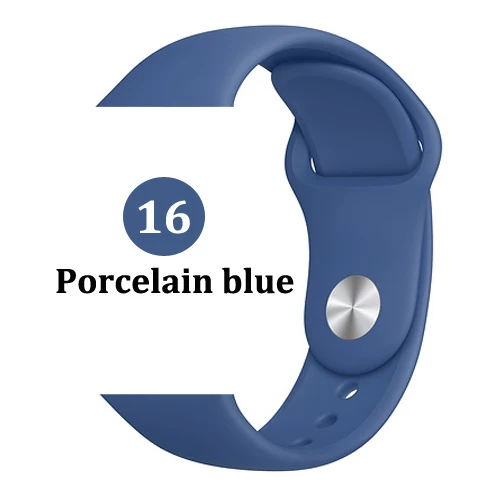 16-Porcelain blue Ремешок для apple watch band 4 3 correa iwatch band 42 мм/38 мм 44 мм/40 мм 2 спортивный силиконовый браслет pulseira apple watch аксессуары - Цвет ремешка: 16-Porcelain blue