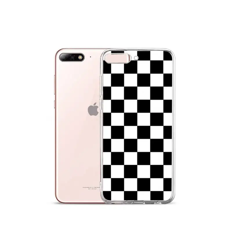 

Cartoon Grid Phone Case Transparent for iPhone Samsung A S 11 12 6 7 8 9 10 20 Pro X XS Max XR Plus lite