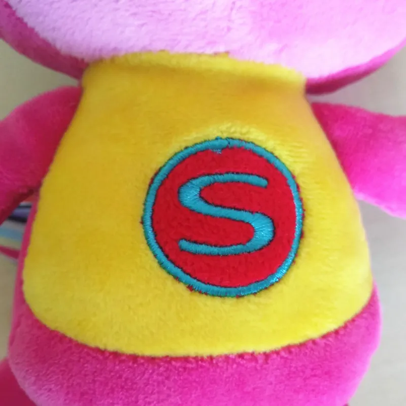 Мягкая набивная розовая лиса 22 см велбоа с синей накидкой 100% полиэстер милые