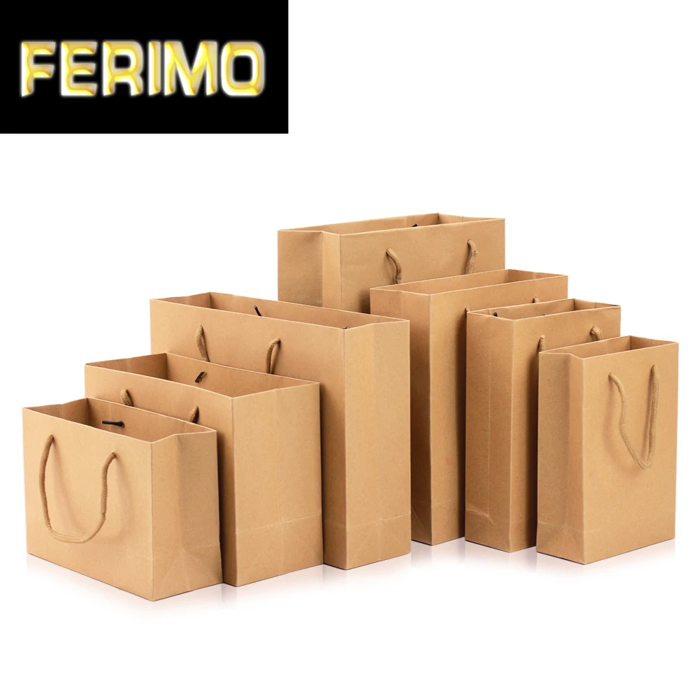 

10pcs/bag Kraft paper bag general retro environmental protection clothing food packaging bag gift handbag