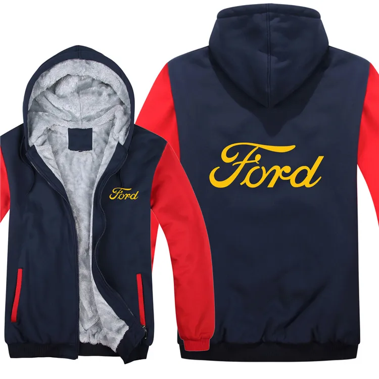 as picture Ford толстовки зимняя Мужская модная повседневная шерстяная флисовая толстовка Ford пуловер Мужское пальто - Цвет: as picture