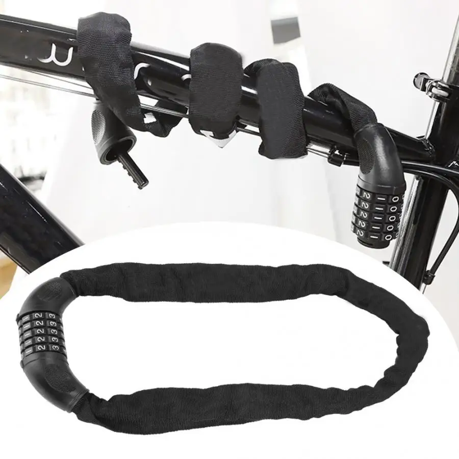 Замок велосипедный кодовый со стальной цепью умный замок с 5