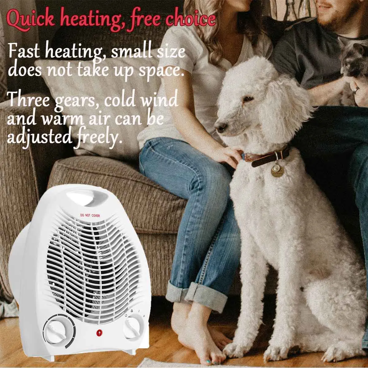 220V 2000W Portable Electric Space Heater Fan Personal Space Warmer Electric Radiator 3 Heating Setting Winter Warmer Machine