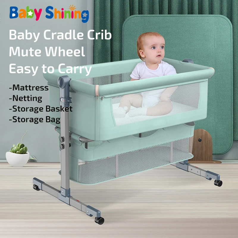 

Baby Shining Baby Crib Cradle Newborn Movable Portable Nest Crib Baby Travel Bed Game Bed with Mosquito Net Sleeping Bed Tiktok