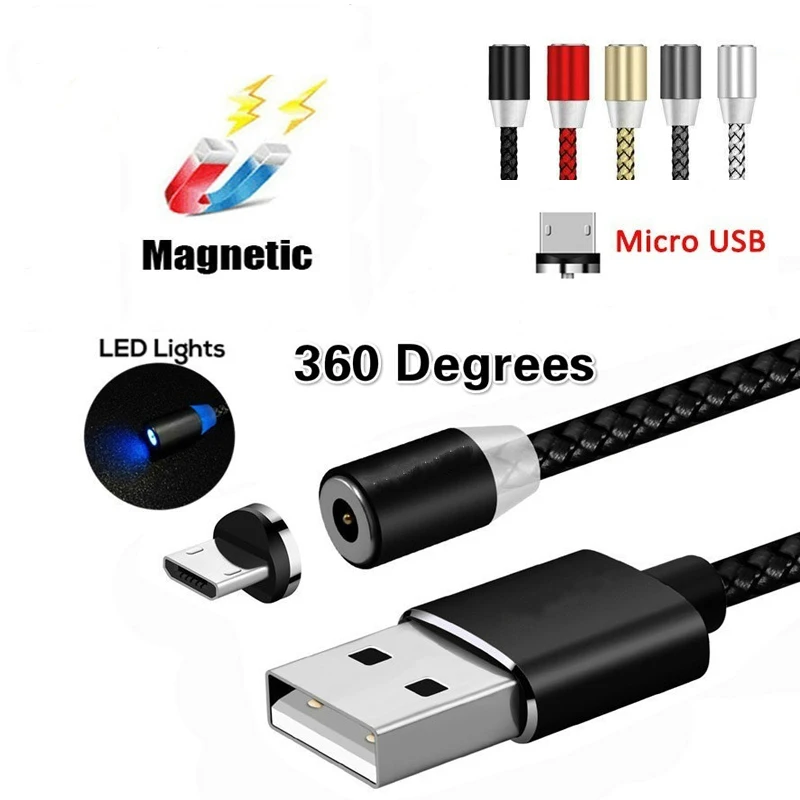Магнитный зарядный кабель Micro USB 1 м для Samsung Xiaomi Redmi 7 Huawei honor Meizu LG Android | Мобильные