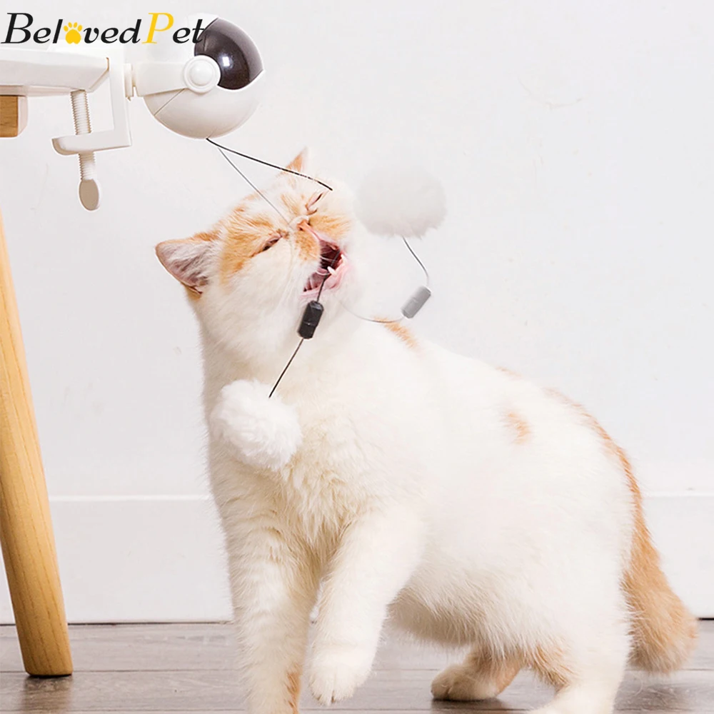 Игрушки для кошек BelovedPet Мячик с перьями игрушки автоматическим подъемом