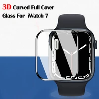 3d curved tempered glass for apple watch series 7 45mm 41mm full cover screen protector for iwatch 7 iwatch7 hd protective film