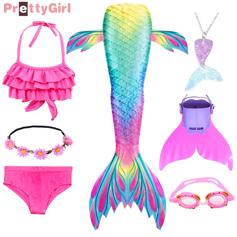 

Lovely Mermaid Tail Dress with Necklace Swimmable Mermaid Tail Bikini Mermaid Costume Cosplay Swimsuit Presents for Girls
