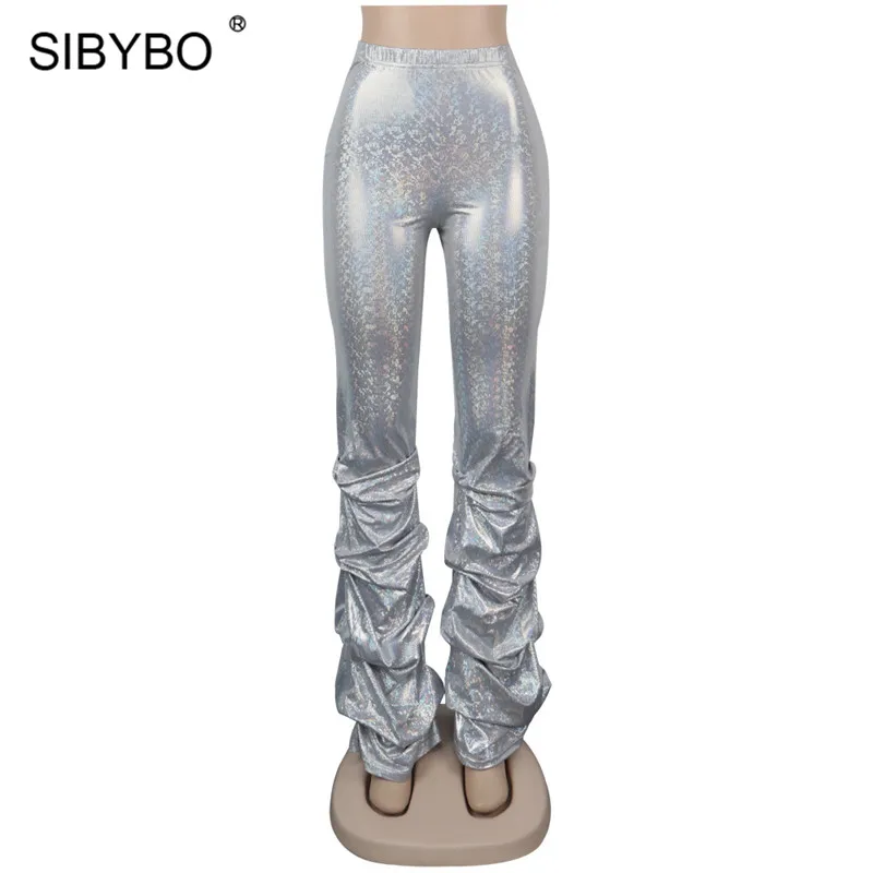 SIBYBO/разноцветные брюки с высокой талией и принтом в горошек; женские плиссированные ботинки; повседневные осенние женские брюки; уличная одежда в стиле хип-хоп; женские брюки