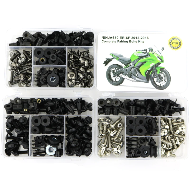 

Fit For Kawasaki Ninja 650 ER-6F 2012 2013 2014 2015 2016 Motorcycle Full Fairing Bolt Kit Steel Screws Nuts Fairing Clips