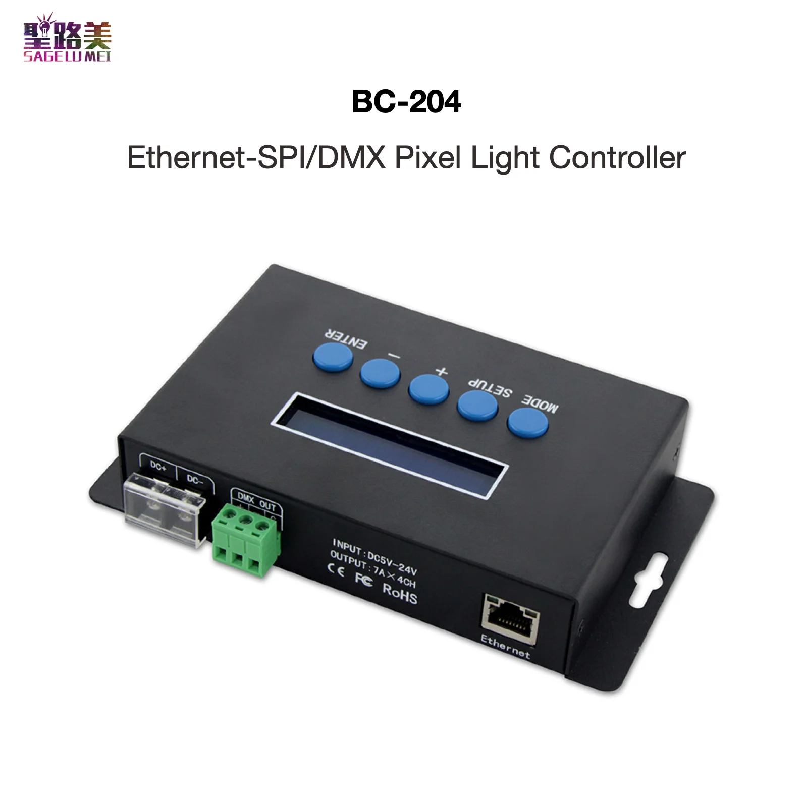 BC-204 Ethernet-SPI/DMX светильник пикселя контроллер DC5 ~ 24V 7A × 4CH RGB RGBW для большого проекта