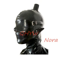 sexy lingerie design sexy products handmade latex hoods with eyes cover mouth cover with mouth gag hair tube