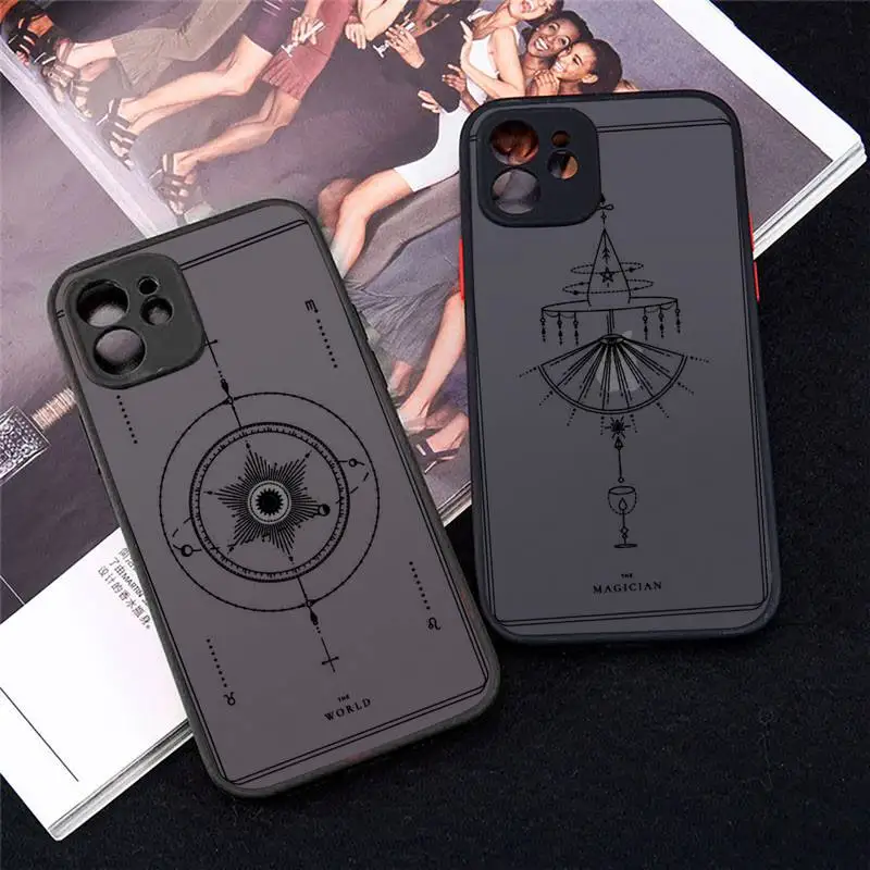 

design aesthetic fashion Tarot Phone Case Matte Transparent for iPhone 7 8 11 12 s mini pro X XS XR MAX Plus cover funda