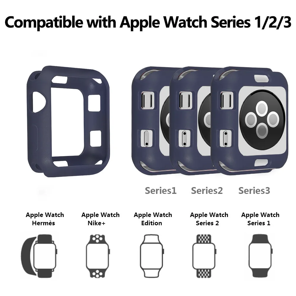 Однотонная одежда матовый чехол для Apple Watch 1/2/3/4 спортивная мягкая силиконовая