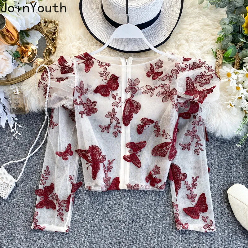 Joinyouth блузка для женщин с аппликацией полный корейский топ Бабочка свободные