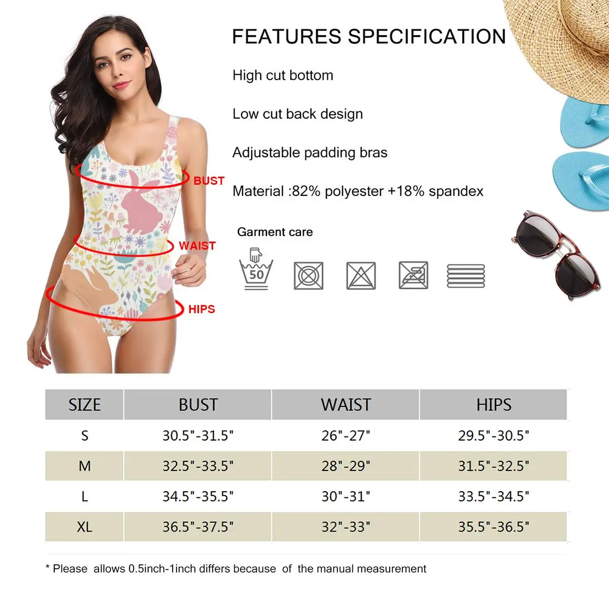 

Women BikiniColorful Rabbits And Wildflowers Sexy Bandage One Backless Swimsuit Female Swimsuit Bodysuit Beach Wear New Monokini