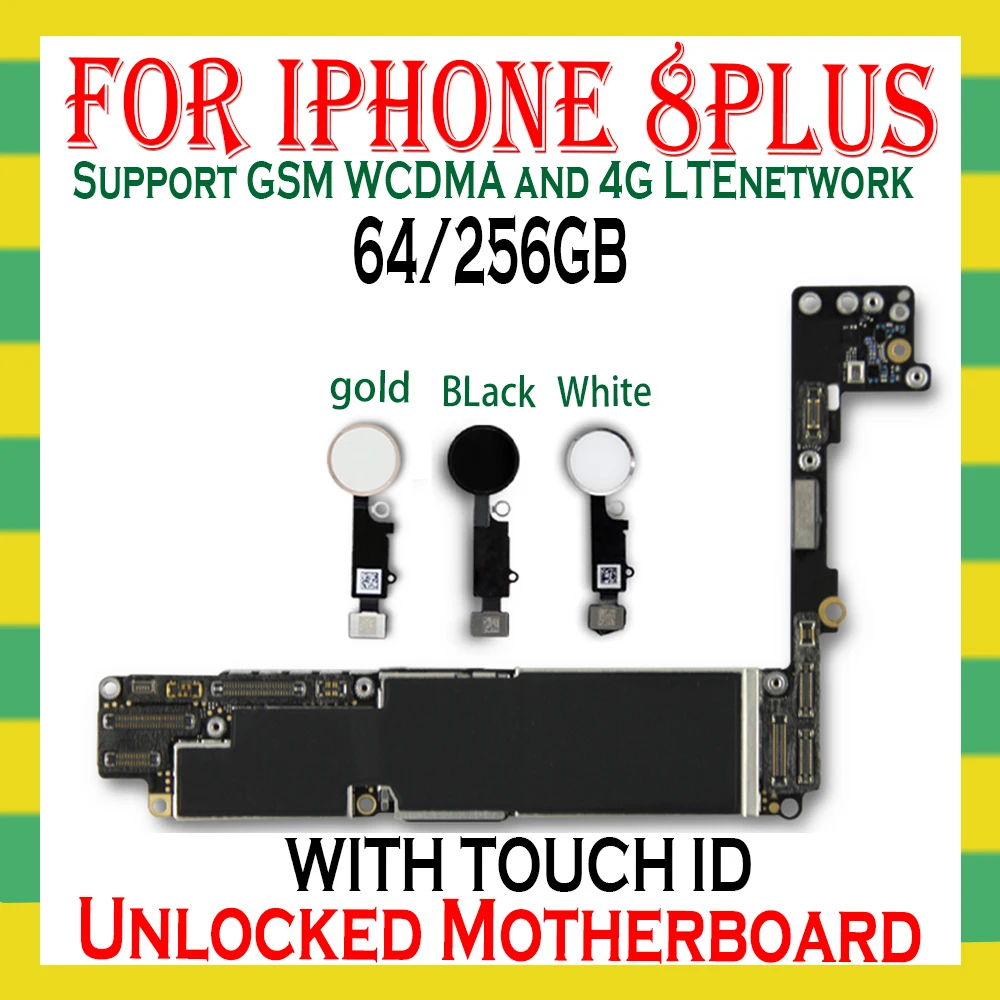 256 оригинальная логическая плата IOS для iphone 8 plus Plus с/без touch ID разблокированная