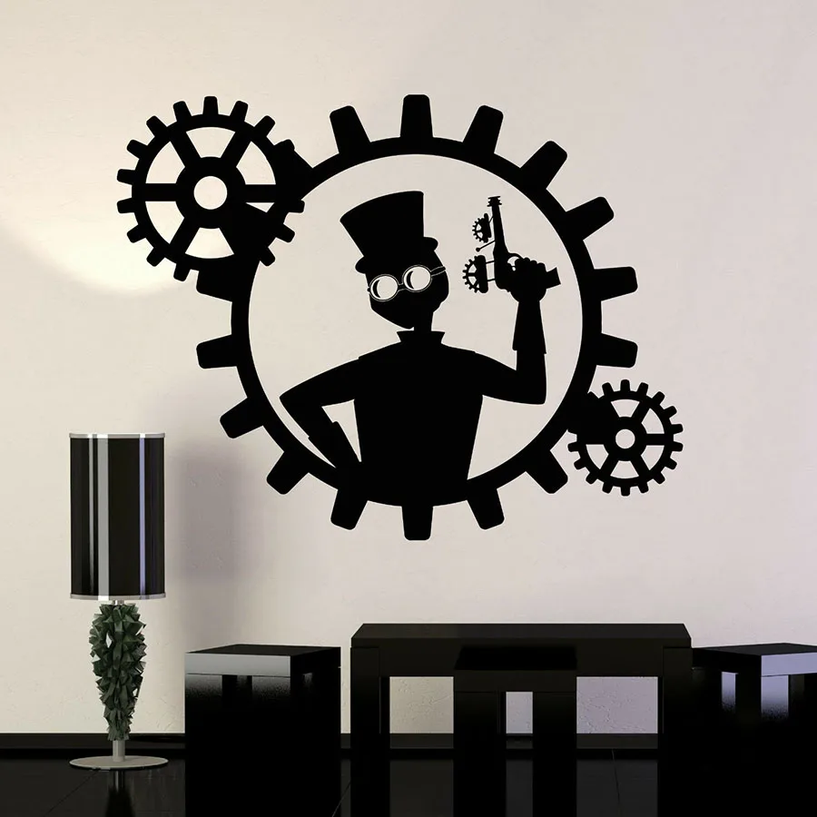 Виниловая наклейка на стену в стиле стимпанк Съемные Наклейки окна и Декор для