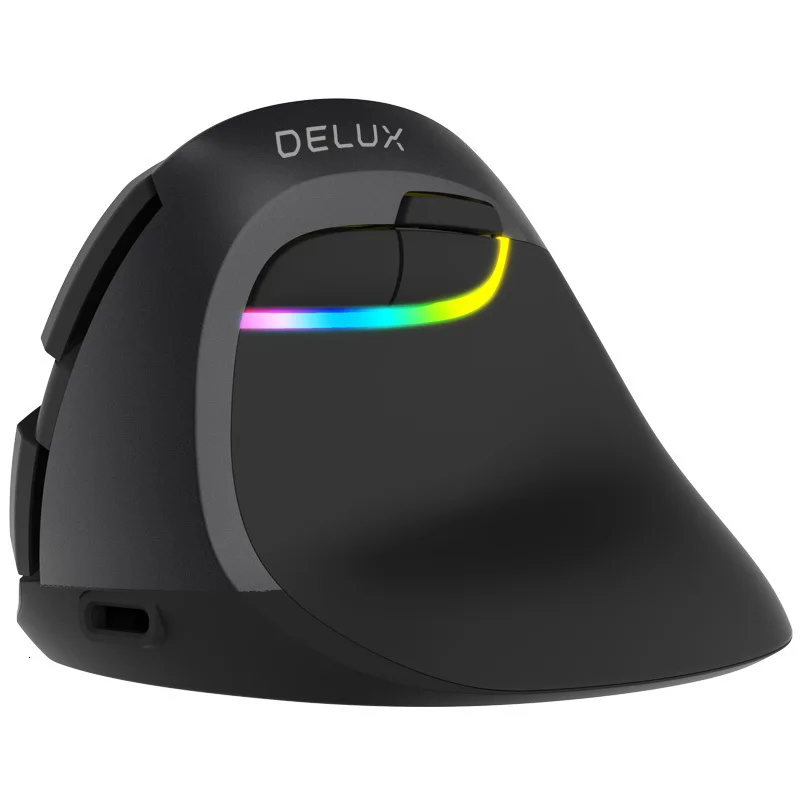 Delux M618 Мини Bluetooth+ Usb беспроводной двойной режим Вертикальная эргономичная компьютерная мышь перезаряжаемая оптическая Бесшумная RGB 3d PC Mause