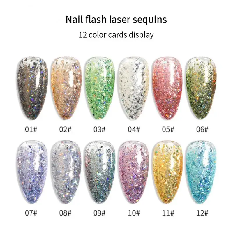 New 10 g Nail Art Laser Glitter Sequins 12 Color Powder Decorations Boxed Ultra-thin Symphony | Красота и здоровье