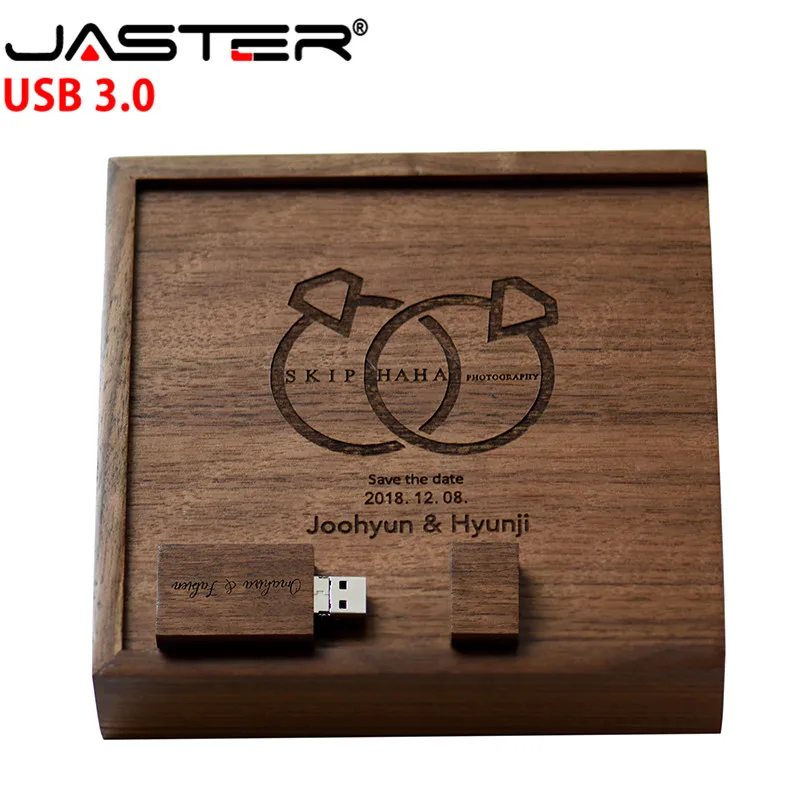 JASTER деревянный фотоальбом флеш-накопитель USB 3,0 pendrive 4GB 32GB 64GB 128GB U диск фотография подарок 2 в 1 интерфейс Пользовательский логотип