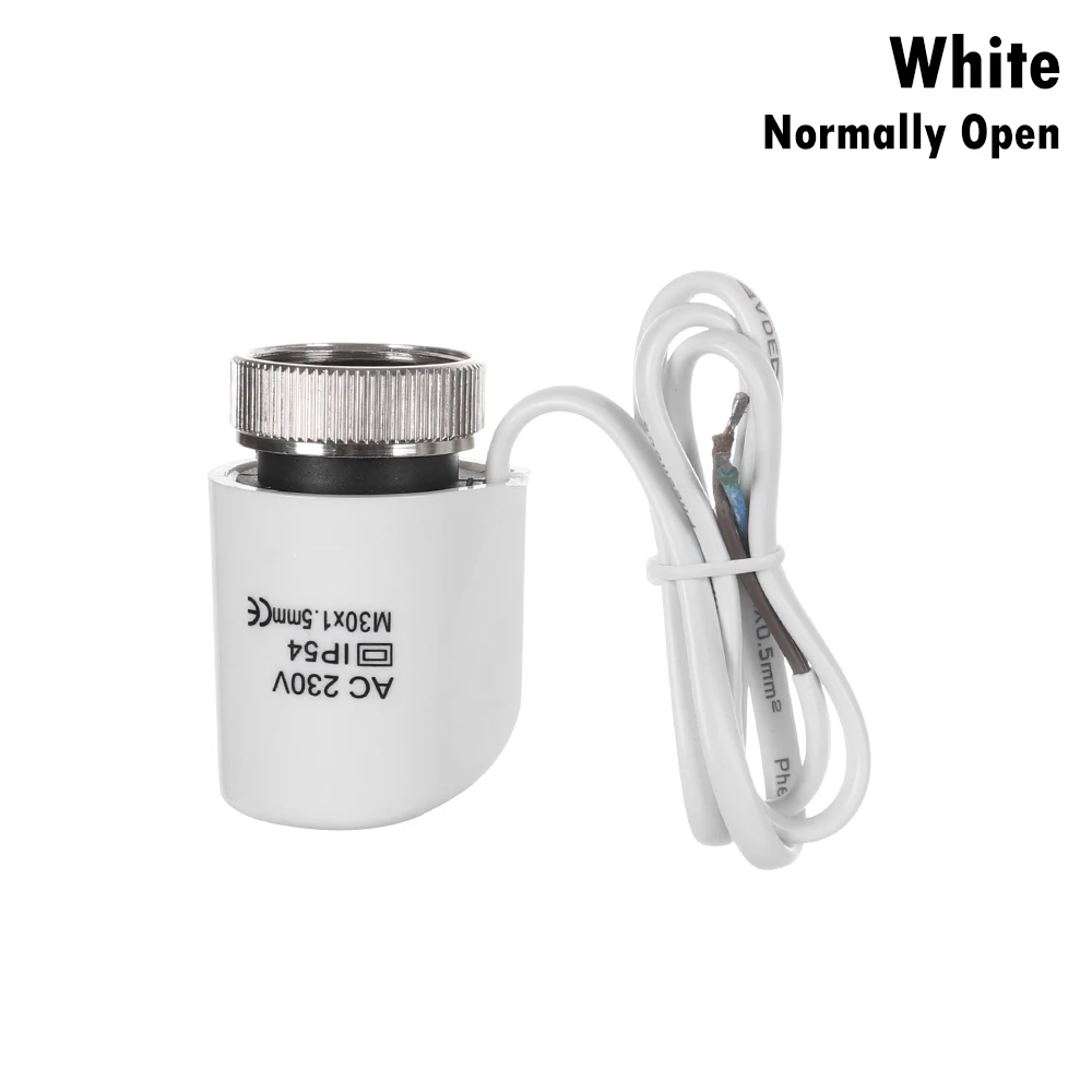 white-Open Электротепловой клапан 230 В для теплового коллектора для подогрева пола детали для подогрева пола тепловой электрический привод нормально открытый закрытый - Цвет: white-Open