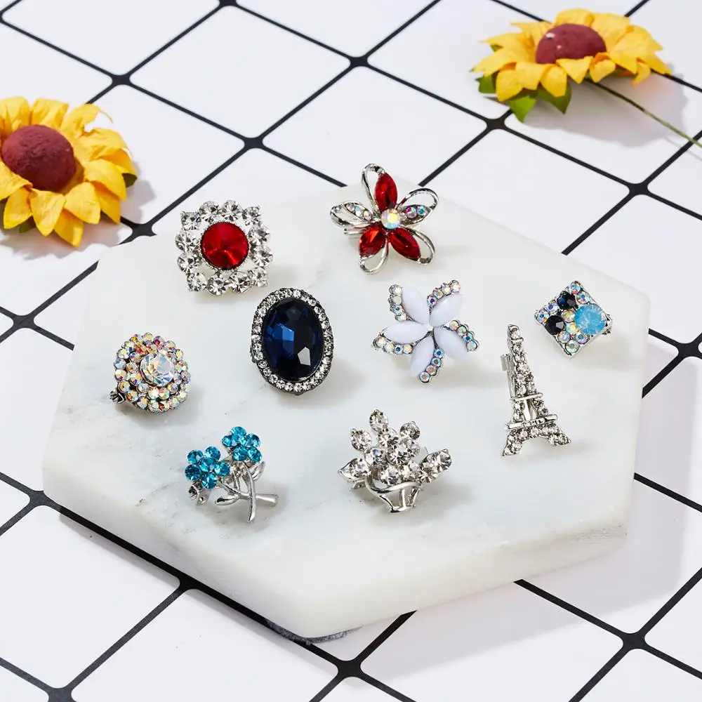 Стразы броши серебряного цвета в форме цветка для женщин и мужчин свадебный