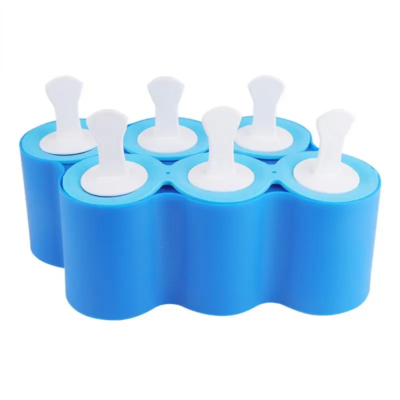 

6 Hole Ice Cream Mold Reusable Silicone Popsicle Barrel DIY Ugly Fish Shape Ice Lolly Moulds With Popsicle Stick For Ice Making