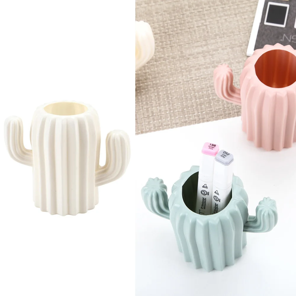 

Creative Nordic Style Pen Holder Home Decoration Anti-ceramic Unbreakable Cactus Plastic Vase Pen Holder Storage Box