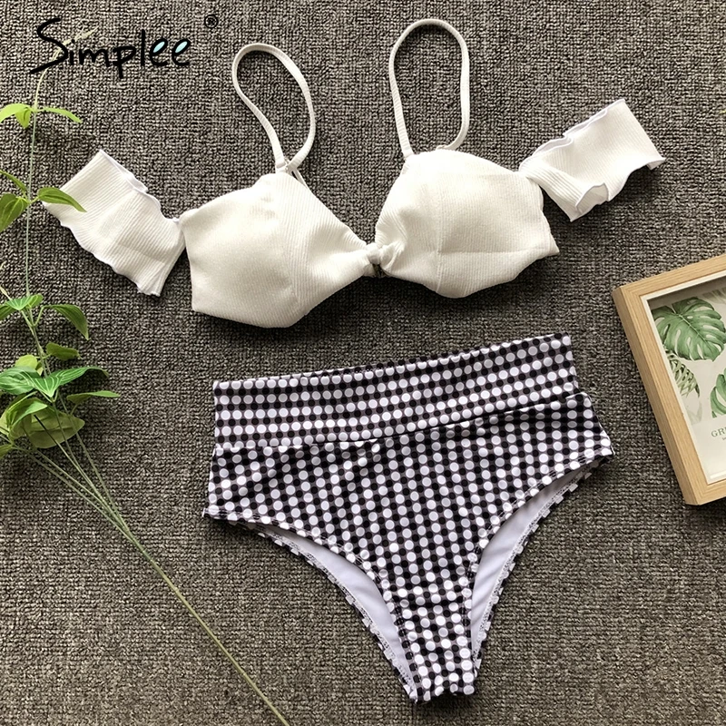 Купальник Simplee с мягкими чашечками и оборками сексуальный раздельный набор