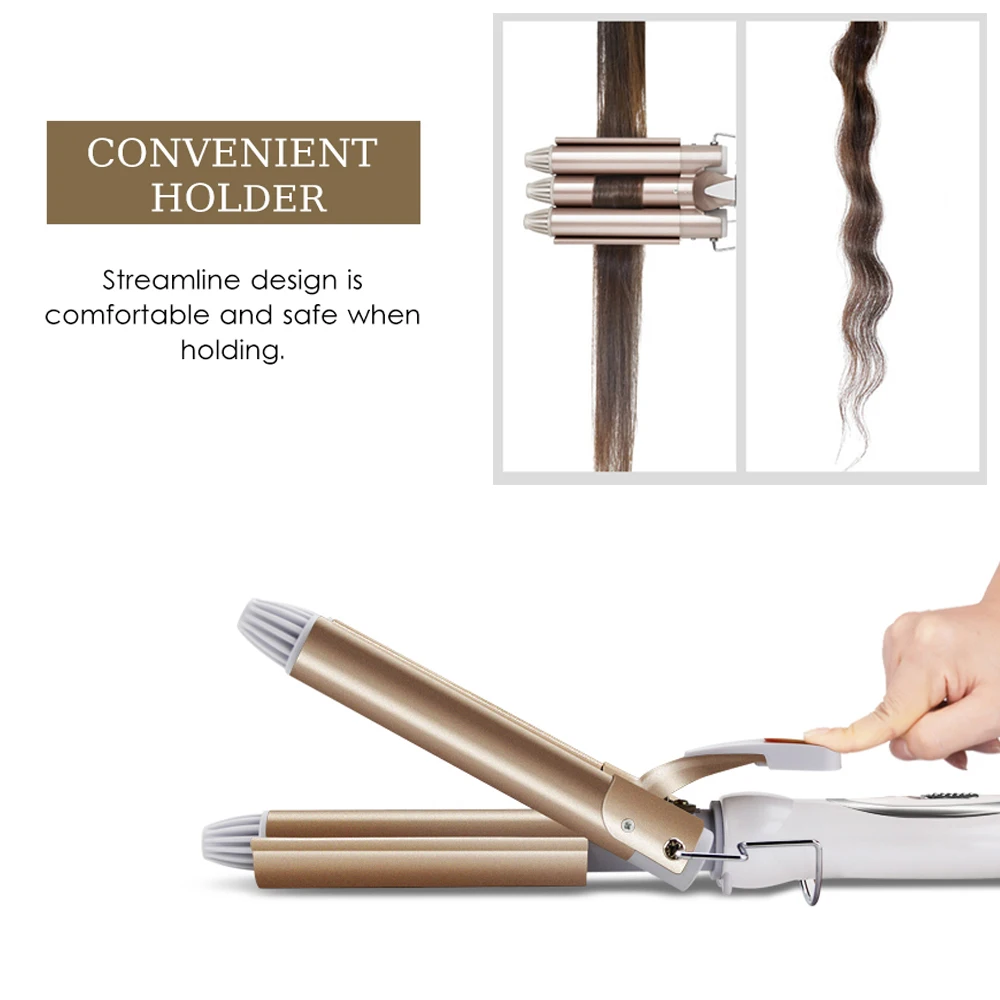 Щипцы для завивки волос керамические профессиональные 3 бочки 25 мм стайлер