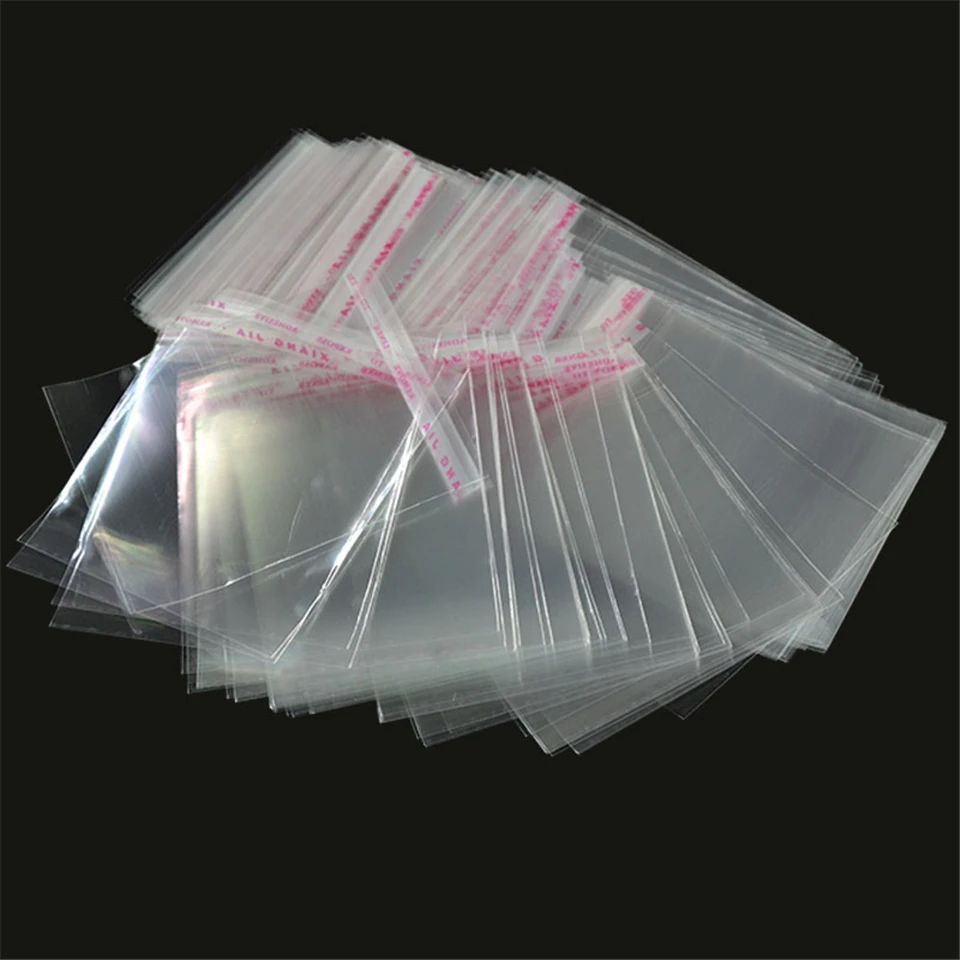 100pcs Clear Plastic Self Adhesive Bag Sealing Jewelry Accessories Candy Packing Resealable Gift Cookie Packaging | Дом и сад