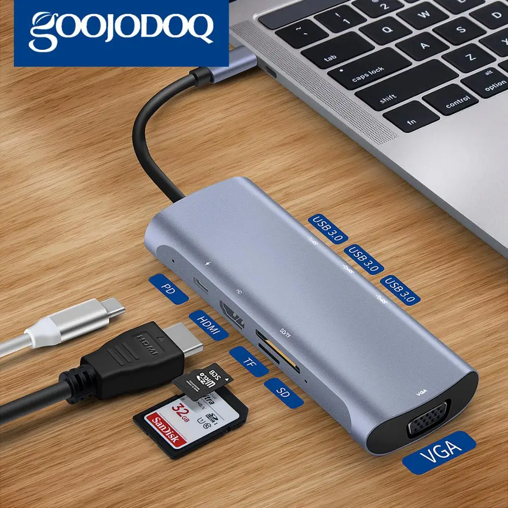 GOOJODOQ USB C концентратор типа для мульти 3 0 HDMI адаптер док-станция MacBook Pro Huawei Mate 30 USB-C