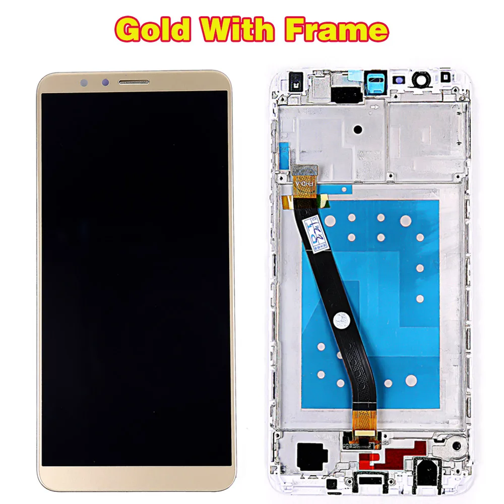 AAA quality LCD Display For Huawei Honor 7X 5.93 inch Touch Screen Digitizer Assembly 2160*1080 BND-L21 Frame with Free Tools - Цвет: Gold with Frame