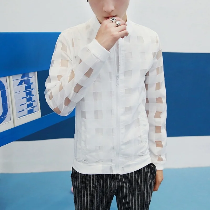 Куртка-бомбер мужская прозрачная приталенная с защитой от солнца