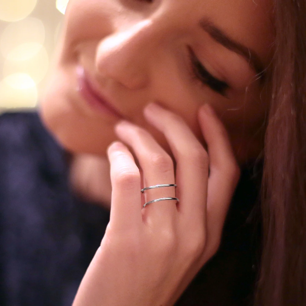 Золотые кольца для женщин 2 слоя из нержавеющей стали открытое регулируемое