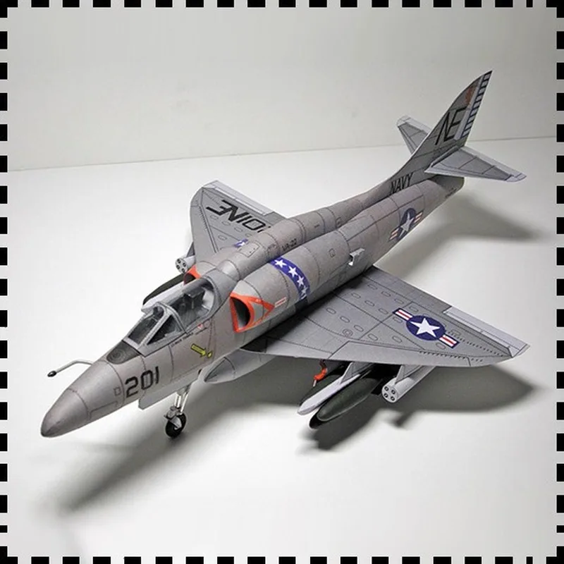 1:33 США A-4 Skyhawk самолет DIY Emulation DIY 3D бумажная карточка Модель Строительный набор образовательных военных моделей строительные игрушки
