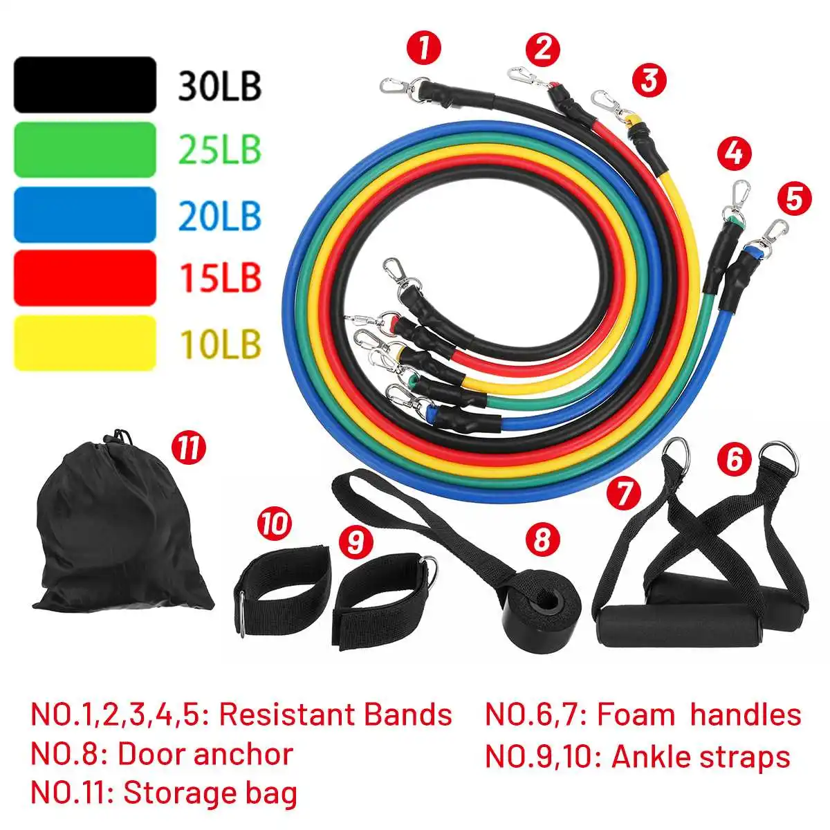 

Resistance Bands Pull Rope Sport Set Expander Yoga Exercise Fitness Rubber Tubes Band Stretch Training Home Gyms Workout Elastic