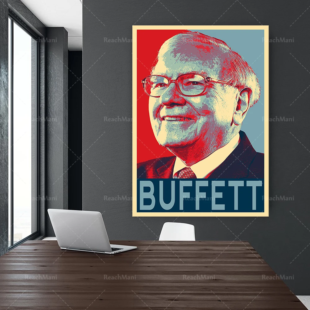 Илюстрация в стиле поп-арт Warren Buffett — настенный уличный рынок деловой домашний