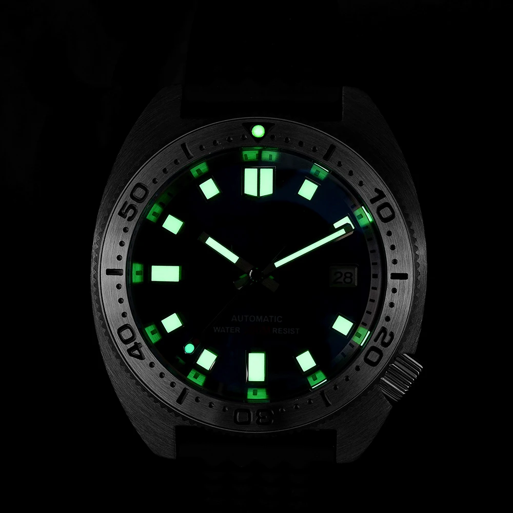 

San Martin Men Watch Stainless Steel Diver 6105 NH35 Automatic Mechanical Rubber Strap Sapphire Glass 20Bar Waterproof Luminous