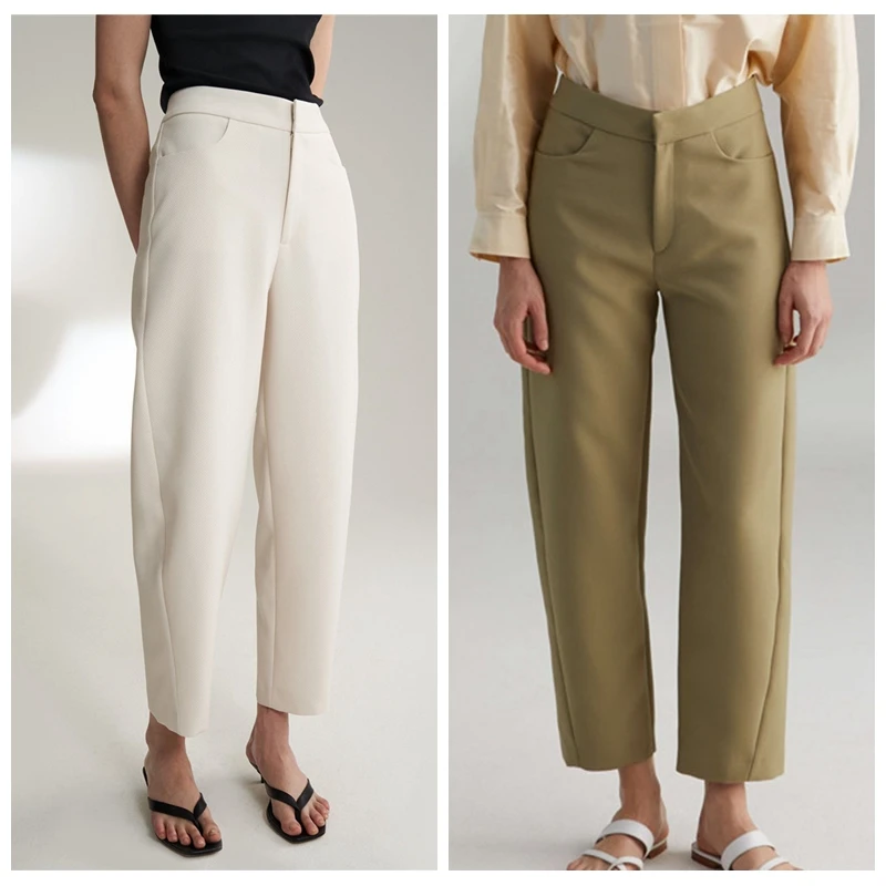 Высокое качество! Кремовый хаки Novara Twill Брюки витой шов Высокая талия Модные свободные брюки женские 2019FW горячая распродажа