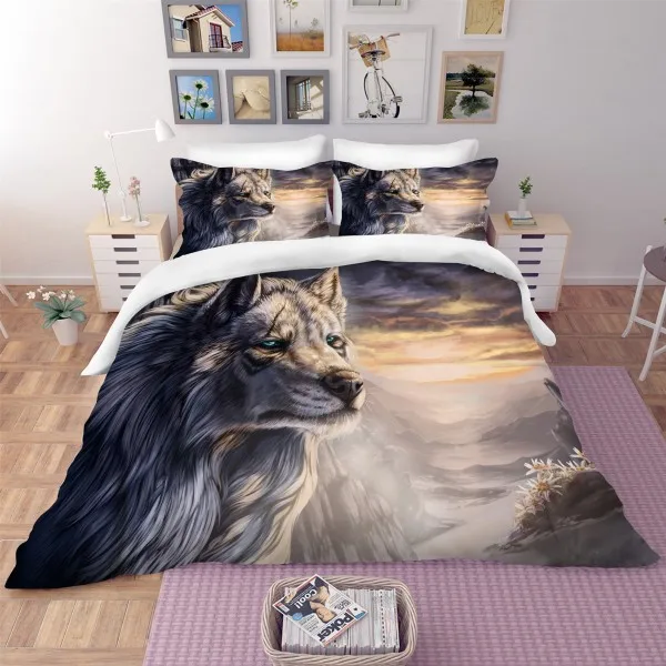 Color-10 3D принт постельное белье с принтом волк Набор Galaxy лес постельное белье, наволочками, Комплект постельного белья для очень больших и Животные включает пододеяльник простынь набор для девочек близнец полный queen комплект для двуспальной кровати - Цвет: Color-10