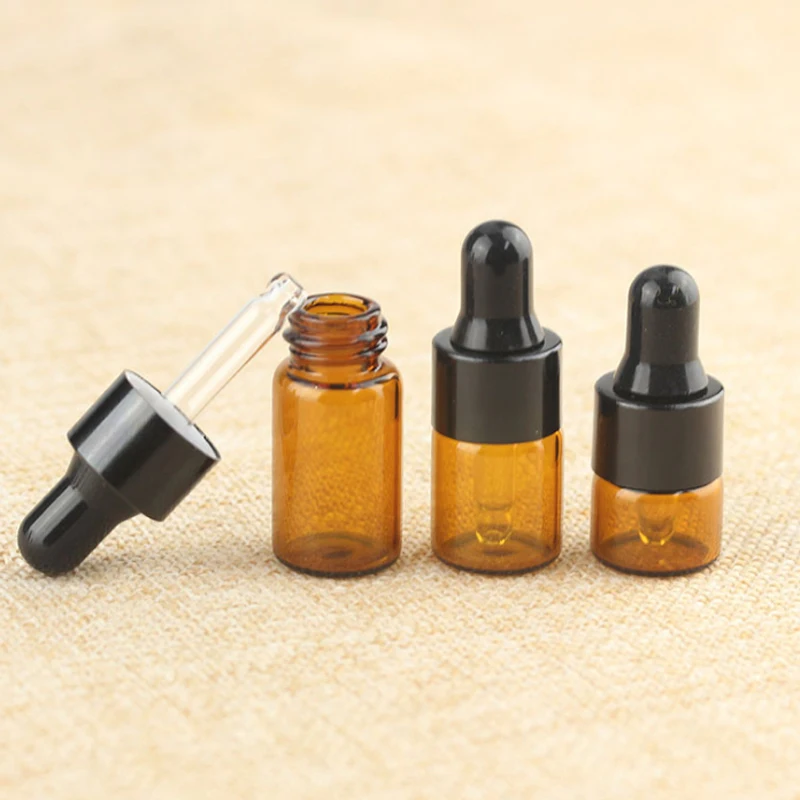 Стеклянные янтарные бутылочки с пипеткой для эфирного масла 1 мл/2 мл/3 мл 10 шт.