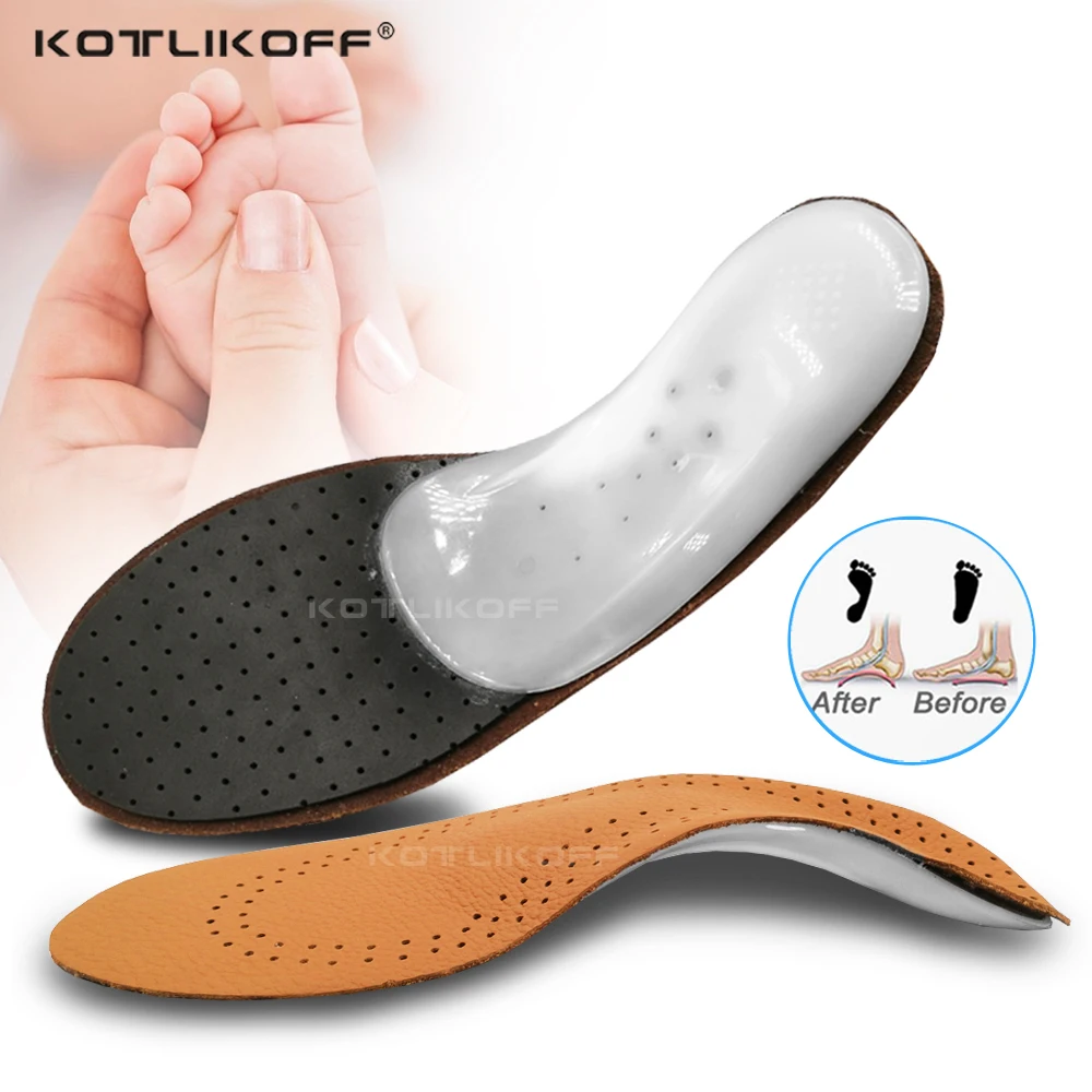 Leather Orthotic Insole For Flat Feet Arch Support Orthopedic Shoes Sole Insoles For Feet Men Women Children O/X Leg Corrected