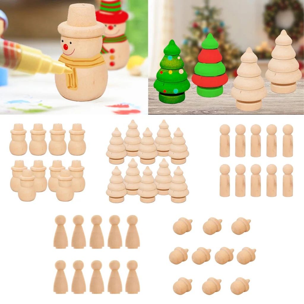 10 шт. естественные необработанные деревянные колышки в форме кукольных тел