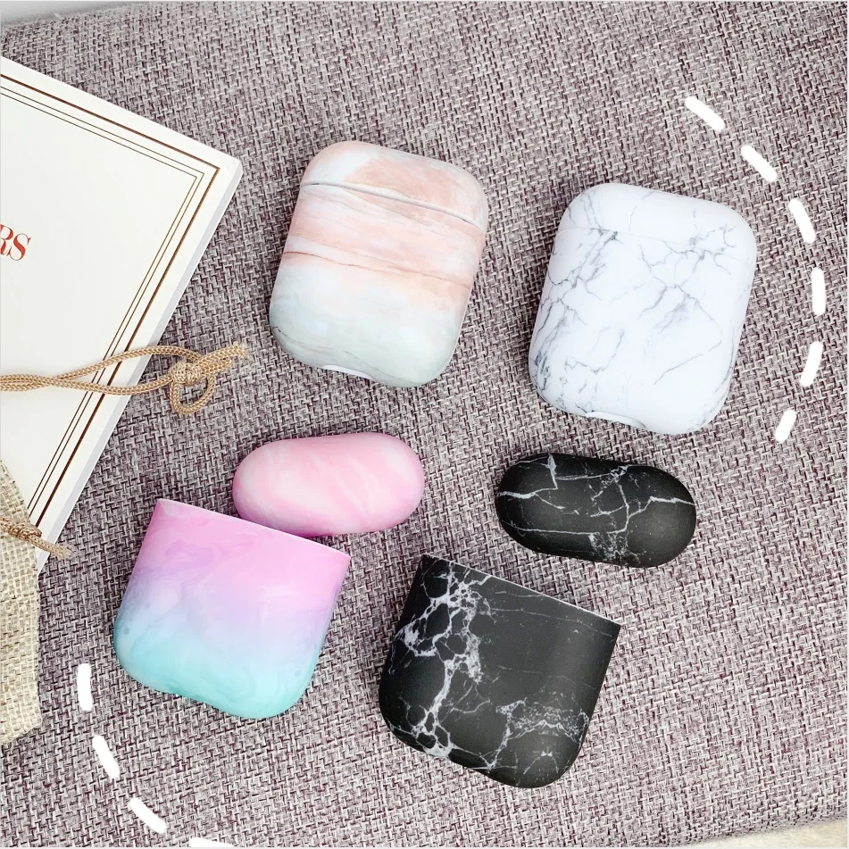 Роскошная мраморная жесткая Защитная сумка для беспроводной зарядки наушников