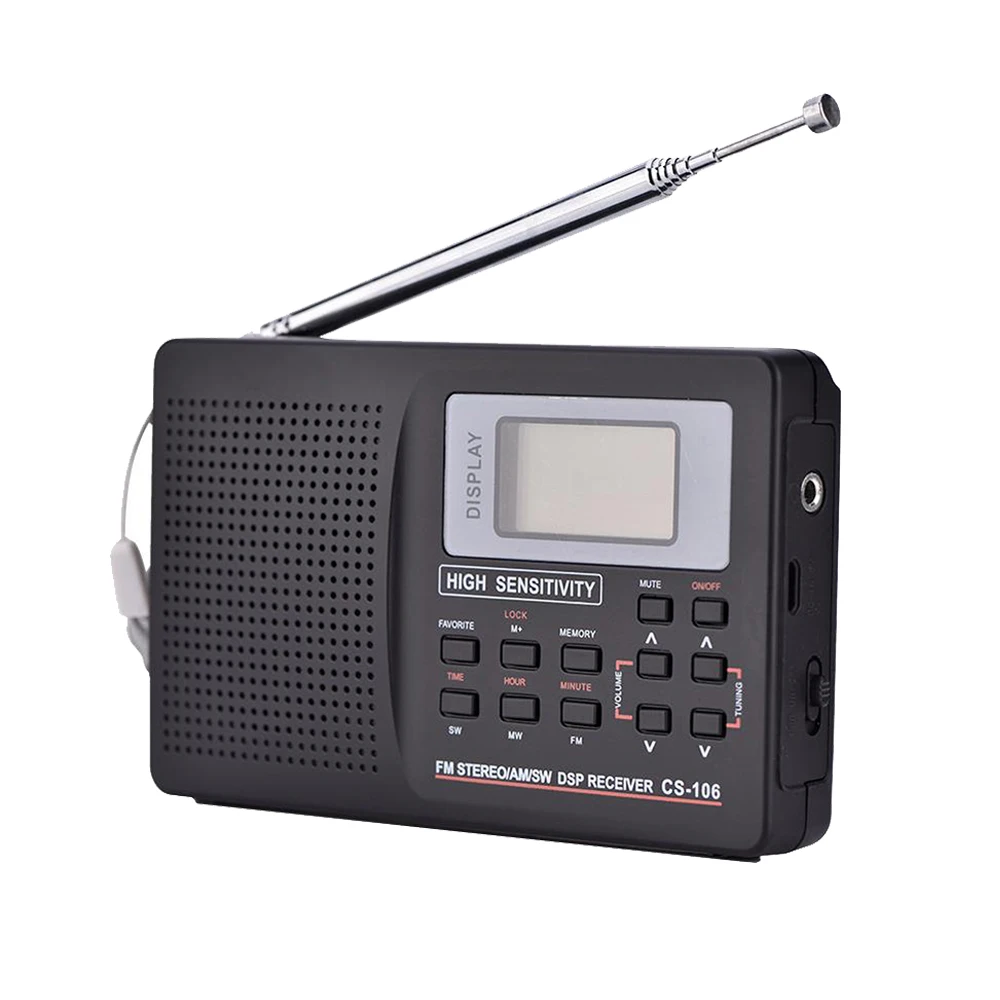 Мини FM-радио портативный приемник, поддерживающий FM/AM/SW/LW/TV звук полной частоты с будильником для пожилых людей.