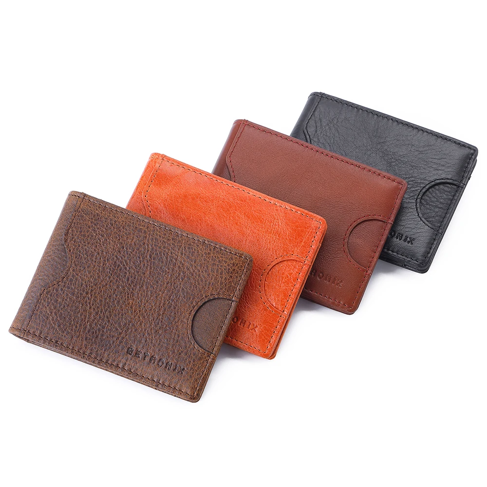 Betronix: новый дизайн Воловья кожа первый слой Короткий Мужской долларовый зажим