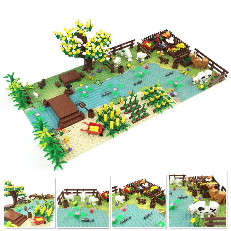 

Compatible Friends Farm Building Bricks Baseplate Set Tree Animal Assembling Blocks Toys Hobbies for Kids Xmas Gift over 6 Year