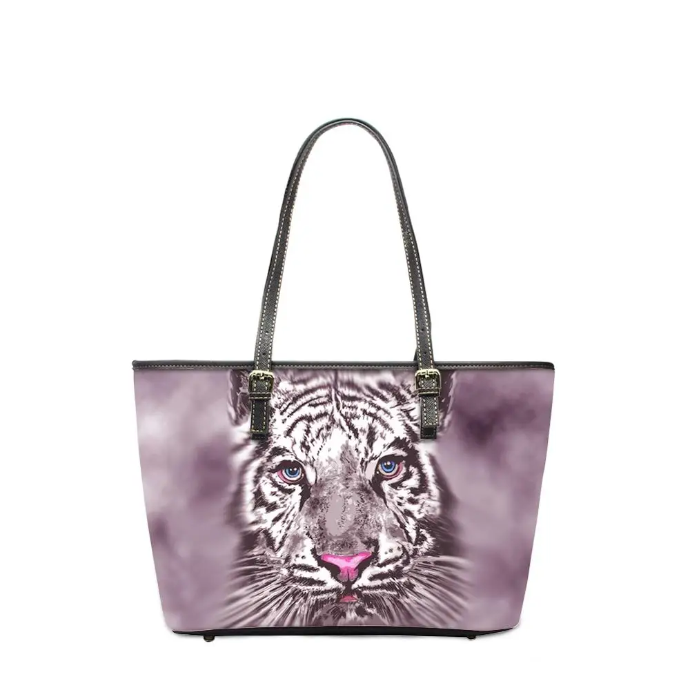 

Cusotmized Tiger Print Totes Handbag Women Luxury Hand Bag Ladies PU Leather Shoulder Bag Feminine